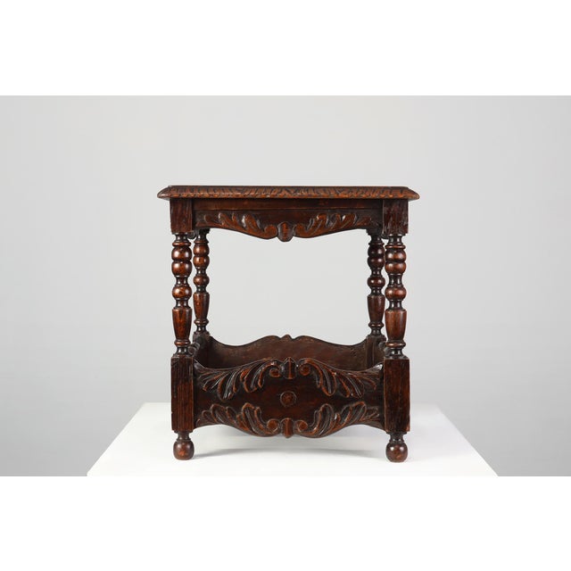 Belgian Oak Carved Square Side Table, 1700s For Sale - Image 9 of 14