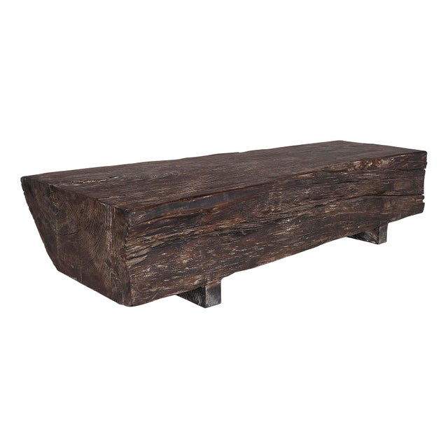 Contemporary Patina Finish Lychee Wood Coffee Table For Sale - Image 3 of 7