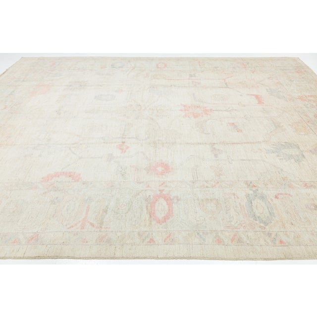 Cream 10x14 Ethereal Blush & Cream Modern Oushak Style Wool Area Rug For Sale - Image 8 of 12