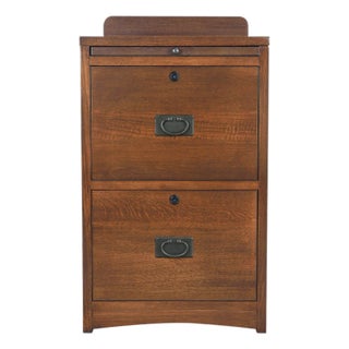 Mission Oak 2 Drawer File Cabinet W/ Writing Tray - Walnut For Sale