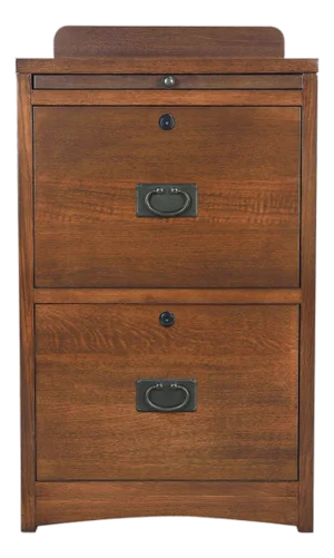 Mission Oak 2 Drawer File Cabinet W/ Writing Tray - Walnut
