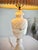 Vintage Italian Neoclassical Style Carved Alabaster Table Lamp With Pleated Lamp Shade For Sale In Los Angeles - Image 6 of 11