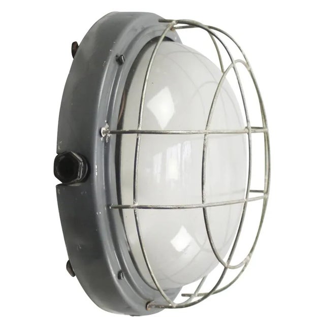 Metal Vintage Industrial Frosted Glass Wall Light For Sale - Image 7 of 7