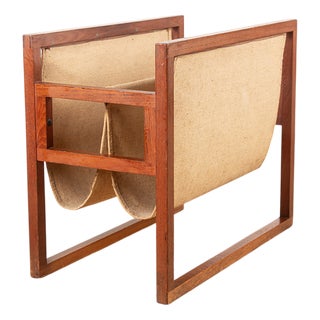 Danish Magazine Rack in Teak and Linen by Henning Wind-Hansen for Sika Møbler, 1960s For Sale
