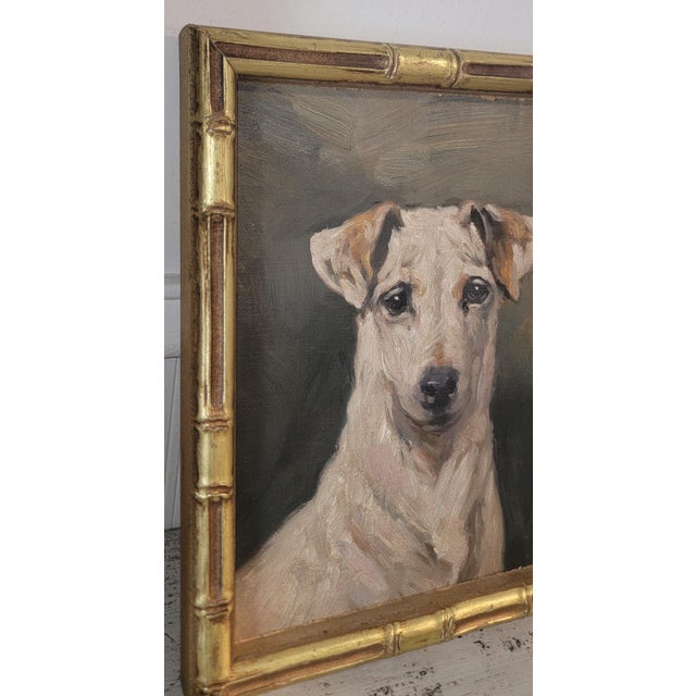 Folk Art Mid 20th Century Terrier Oil Painting For Sale - Image 3 of 5