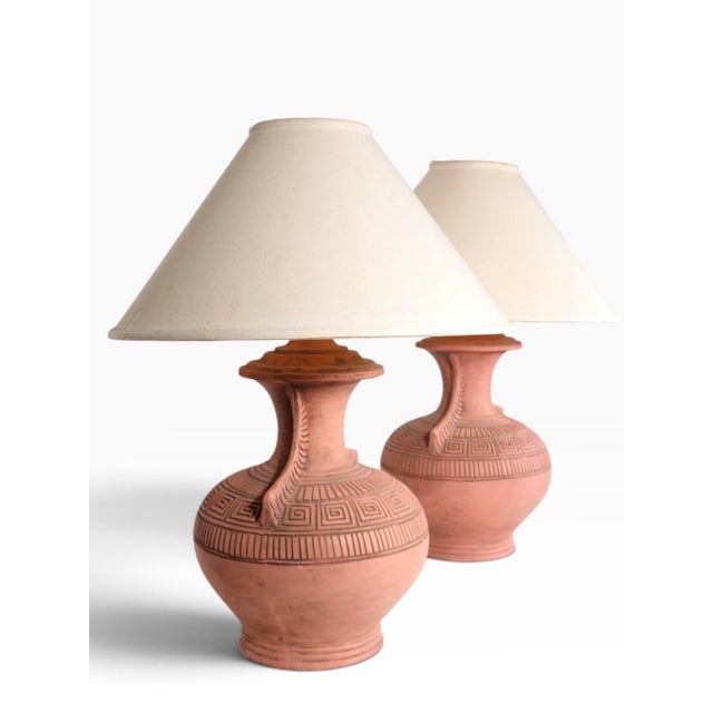 Late 20th Century South American Style Terra Cotta Table Lamps - Pair For Sale - Image 14 of 18