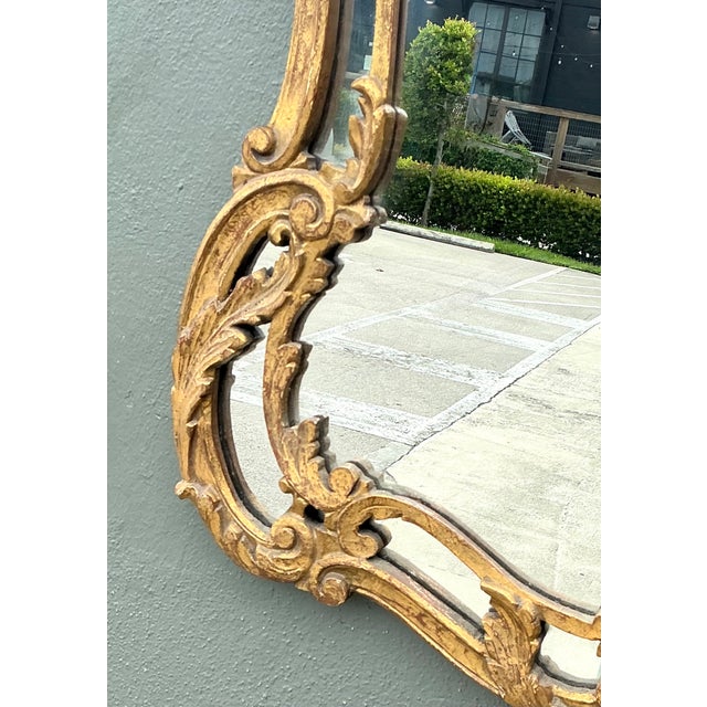 Vintage Rococo Style Gold Frame Mirror For Sale - Image 11 of 12