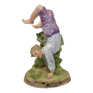 Antique Geman Bisque Gebruder Heubach Figurine - Acrobat Boy Handstand - 8.5"
