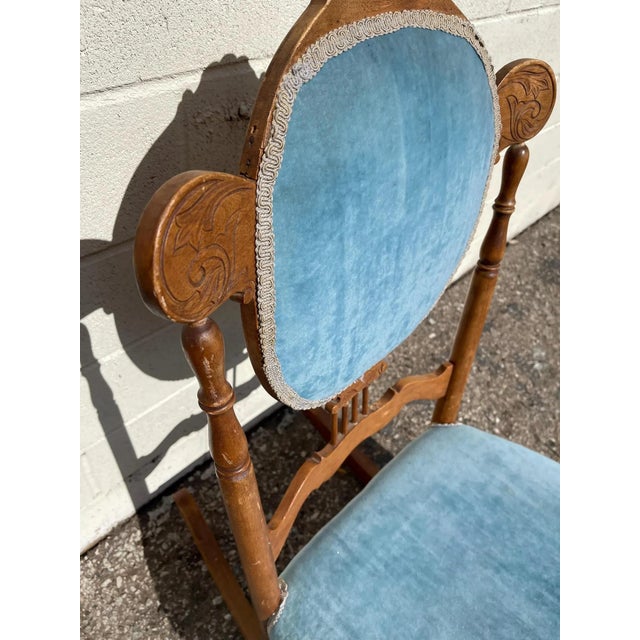Early 20th Century Early 20th Century Antique Wood Spindle Rocking Chair For Sale - Image 5 of 9