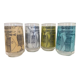 Mid-Century Modern Copenhagen Fish Glasses - Set of 4 For Sale