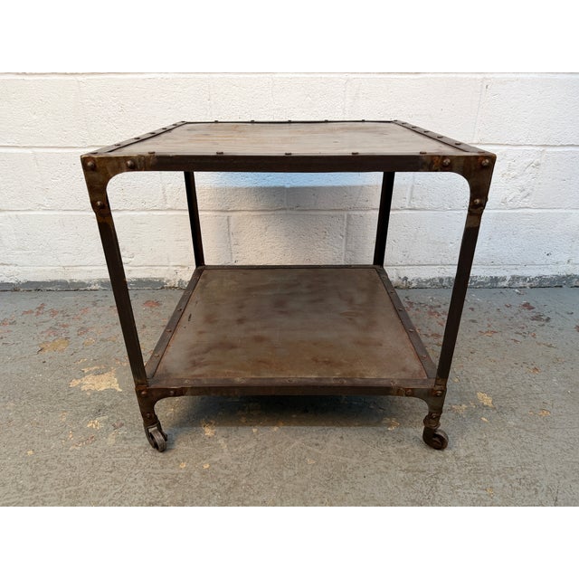 Late 20th Century Late 20th Century Rustic Industrial Two-Tier Metal Accent Table For Sale - Image 5 of 15