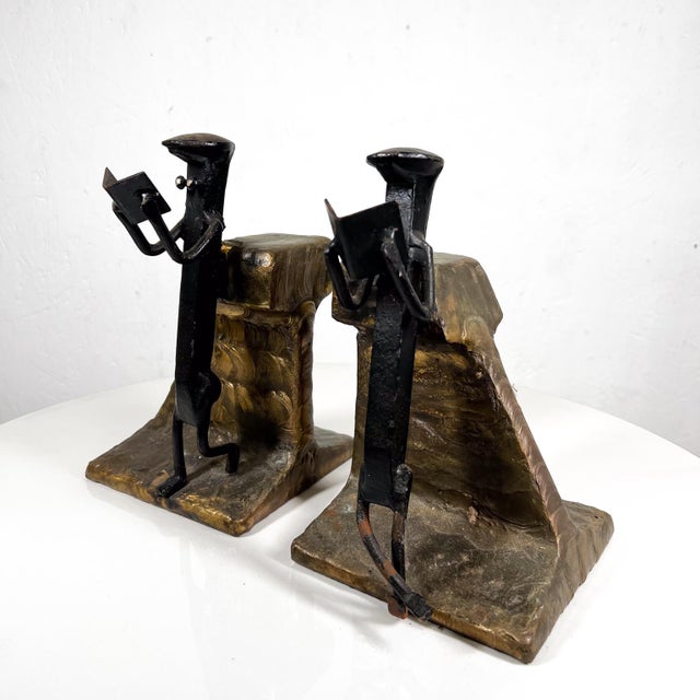 1960s 1968 Modernist Sculptural Railway Spike Bookends For Sale - Image 5 of 10