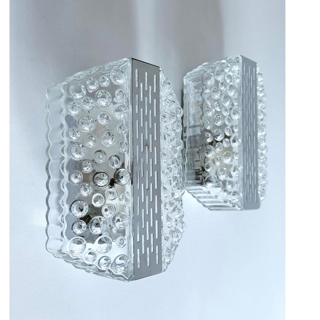 1970s Vintage Bubble Glass and Chrome Sconces, 1970s, Set of 2 For Sale - Image 5 of 18