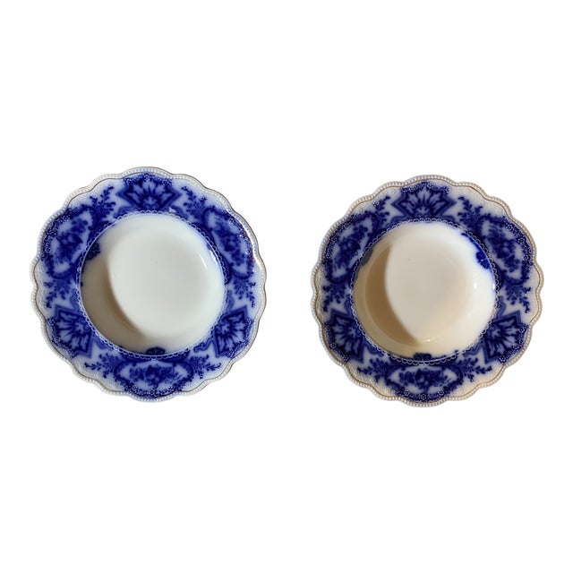 Antique Grindley England Alaska Flow Blue Soup Bowls- a Pair | Chairish