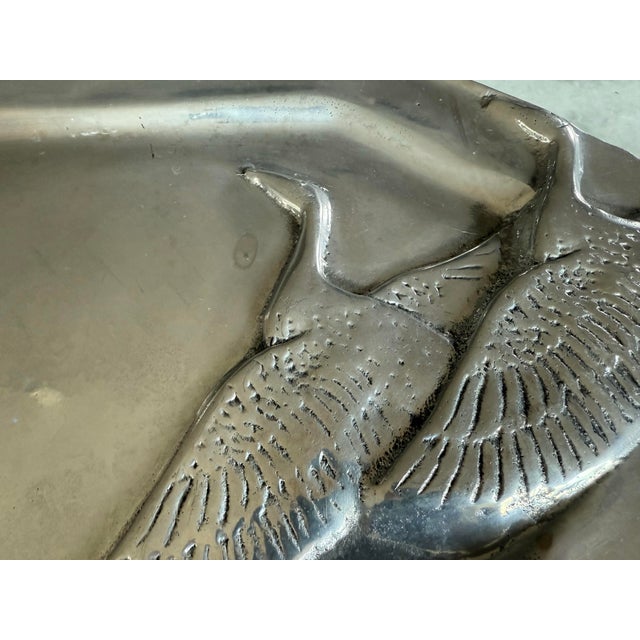 Mid 20th Century Vintage Pewter Octagonal Serving Platter With Geese Design For Sale - Image 5 of 8