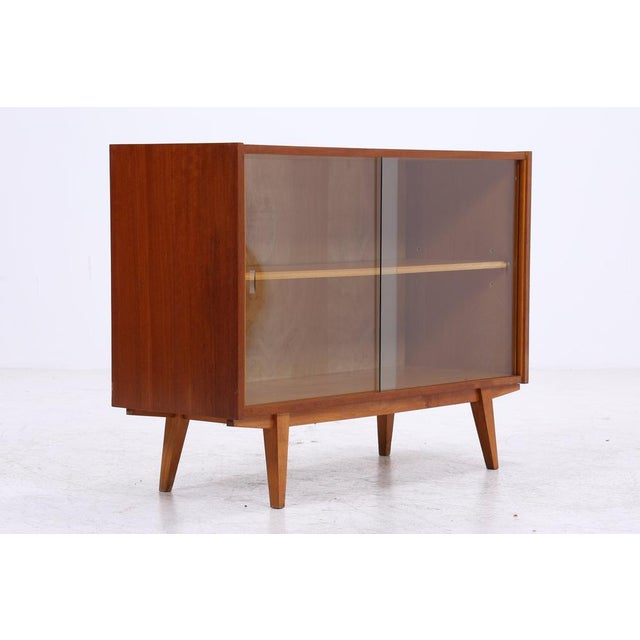 Mid-Century Modern Walnut Display Cabinet with Glass Sliding Doors, 1960s For Sale - Image 11 of 13