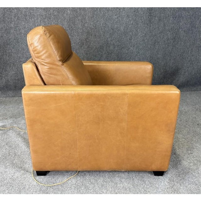 West Elm Harris Leather Power Recliner in Nut Saddle Leather For Sale - Image 9 of 18