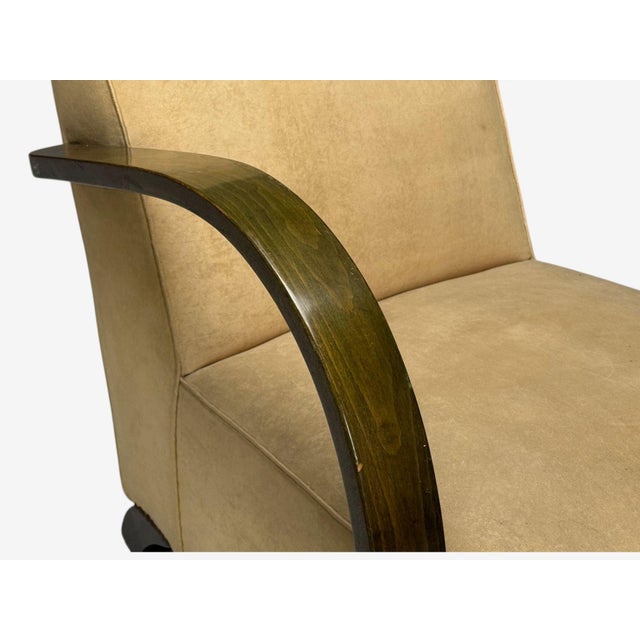 Pair of Vittorio Valabrega, Beige Velvet, Bentwood, Lounge Chairs, Italy, 1940s For Sale - Image 12 of 15