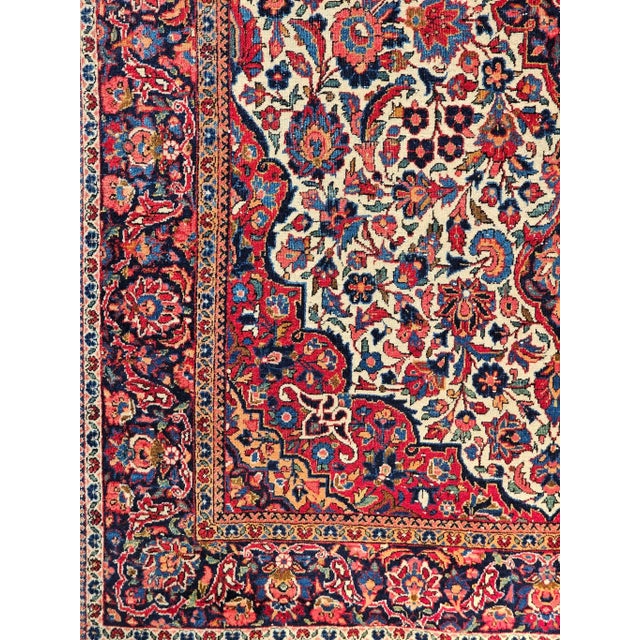 Early 20th Century Persian Kashan Area Rug, Handwoven Floral Design, Ivory & Blue, 4’ X 7’ For Sale - Image 11 of 11