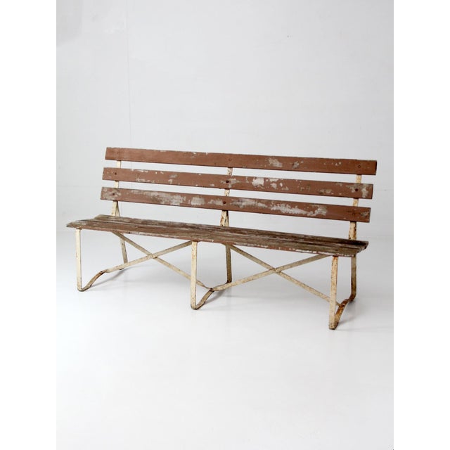 Vintage Wood and Metal Garden Bench For Sale - Image 11 of 13