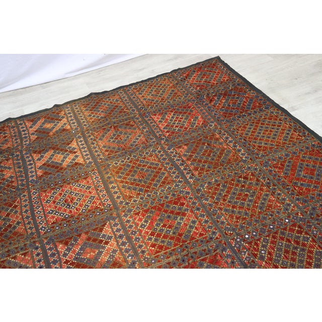 Black Vintage Silk Hand Embroidered Wall Hung Sofa Cover, 1950s For Sale - Image 8 of 18