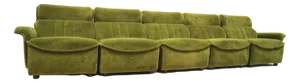 Large Vintage Green Velvet Element Sofa, 1970s