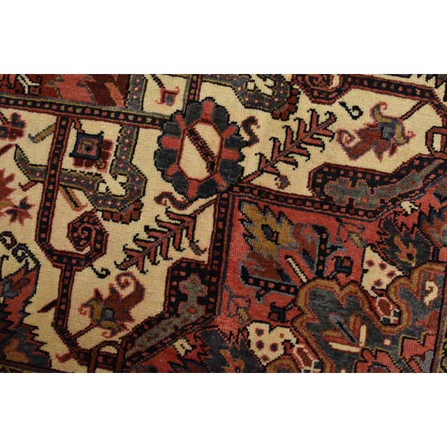 Heriz Rug 9’10” X 12’4” Red Wool Traditional Hand-Knotted Oriental Carpet For Sale - Image 4 of 15