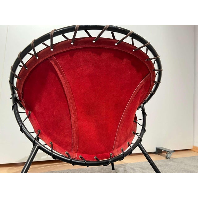 Balloon Lounge Chair in Red Suede & Metal by Hans Olsen, Denmark, 1960s For Sale - Image 14 of 18