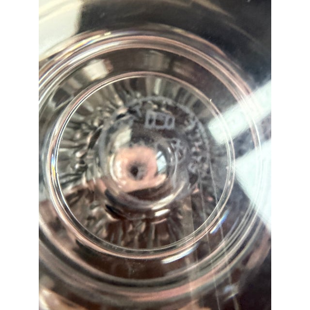 Baccarat Late 20th Century Baccarat Genova Cut Decanter and Original Stopper (Discontinued). 13.5” Tall. Beautiful Elegant Shape. Signed. For Sale - Image 4 of 4