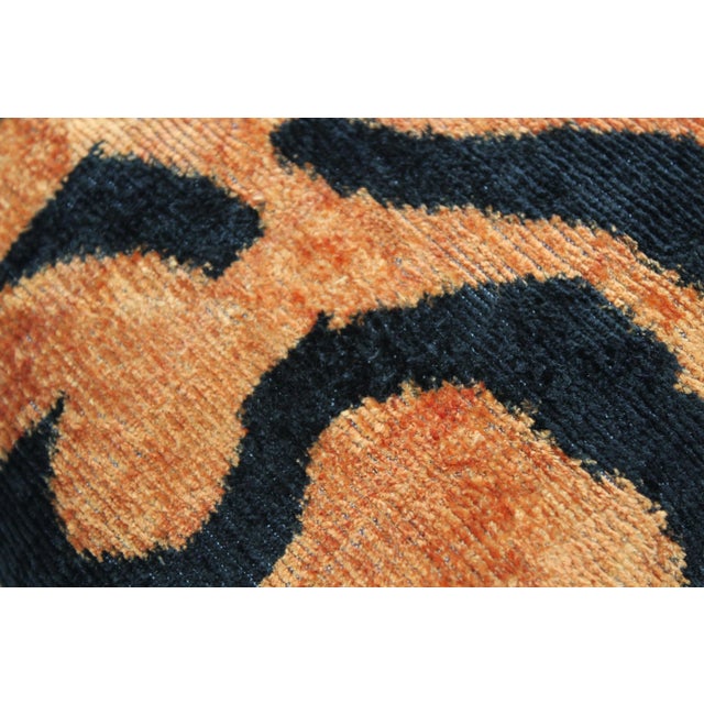 Textile Contemporary Tiger Print Silk Velvet Handmade Pillow For Sale - Image 7 of 10