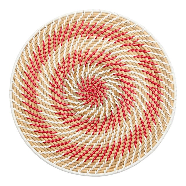 Deborah Rhodes Bullseye Rattan Placemat, Red, Set of 4 For Sale