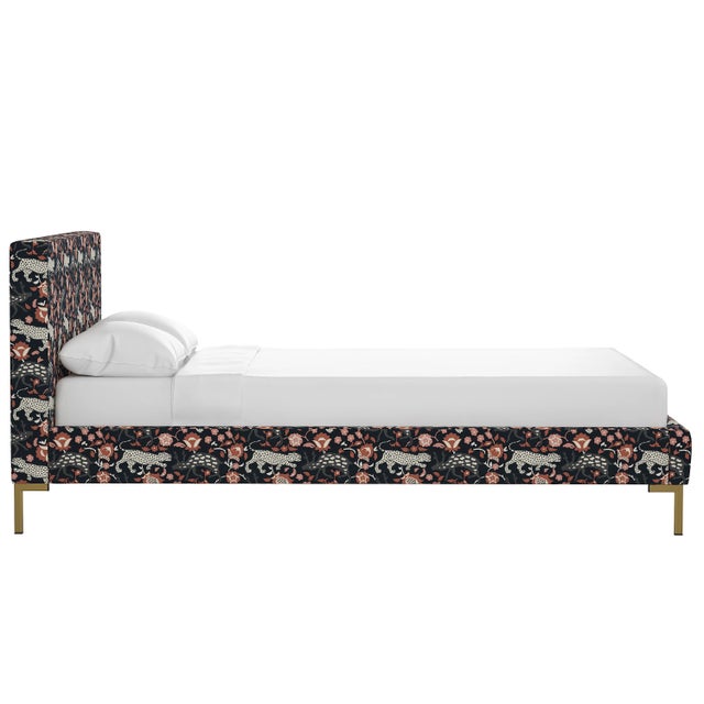 Transitional Norah Platform Bed in Coral Navy Leopard, Queen For Sale - Image 3 of 7