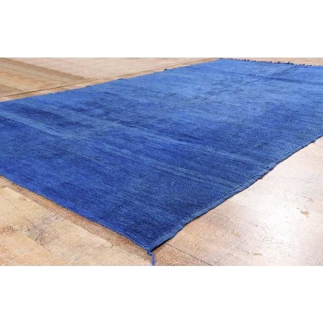 Royal Blue Vintage Beni Mrirt Moroccan Rug, 06'01 X 10'09 For Sale - Image 8 of 10