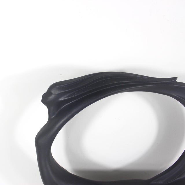 1980s Art Nouveau Black Ceramic Flying Dancing Woman Sculpture 19” Tall For Sale - Image 5 of 13