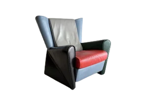 Set of Vintage Armchair and Ottoman by Alessandro Mendini for Matteo Grassi, 1986