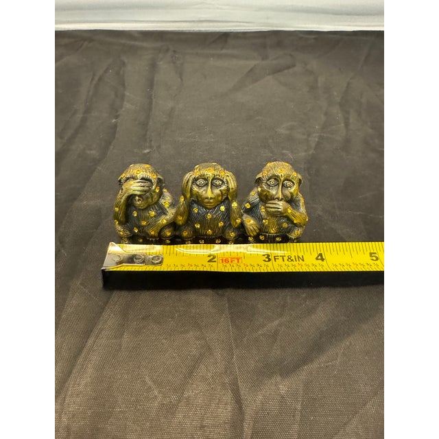 Milton & Lorie Three Wise Monkeys Trinket Box Bejeweled Rhinestone Gold Tone VTG For Sale - Image 12 of 12