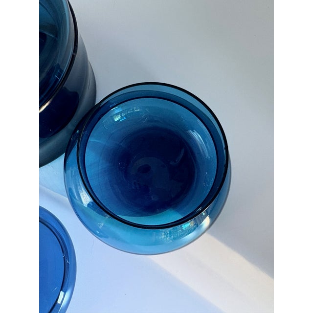 Vintage Blue Glass Lidded Jars by Bertil Vallien for Boda, 1960s, Set of 2 For Sale - Image 6 of 18