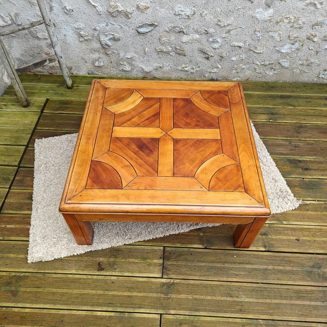 Brown Cherry Wood Coffee Table, 1940s For Sale - Image 8 of 10