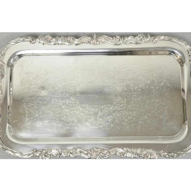 Vintage Fb Rogers 1338 Victorian Silver Plated Narrow Serving Platter Bar Tray For Sale In Philadelphia - Image 6 of 18