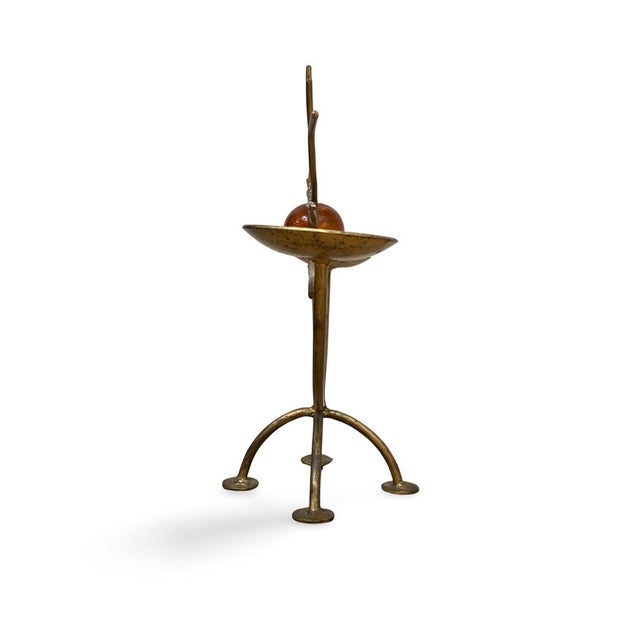 Gold Hollywood Regency Gold Metal Candleholder, 1960s For Sale - Image 8 of 10