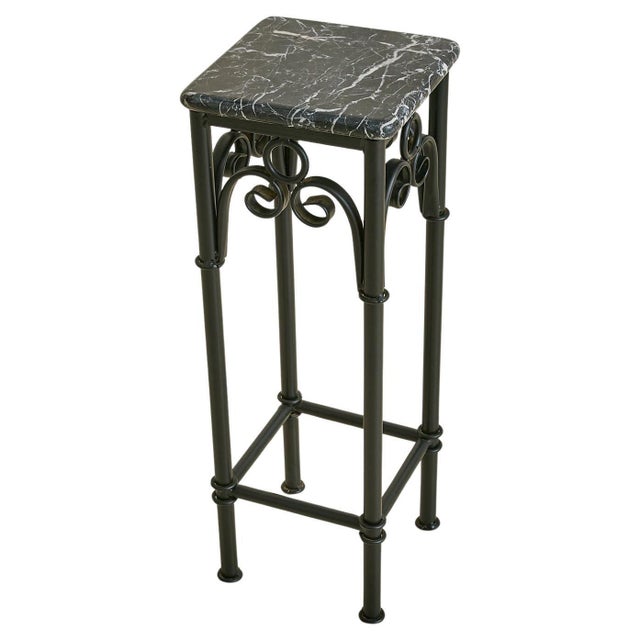 Stone French Black Marble + Metal Side Table, 1950s - 2 Available For Sale - Image 7 of 18