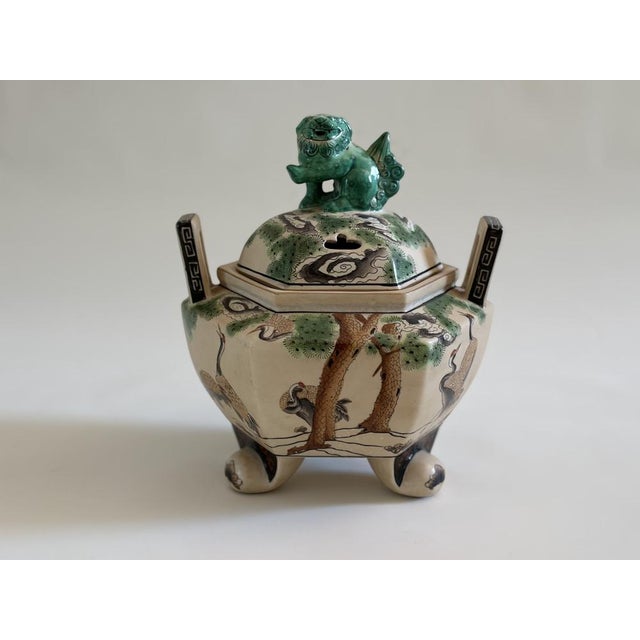 Meiji Japanese Kutani Porcelain Koro Incense Burner, 1890s For Sale - Image 5 of 5