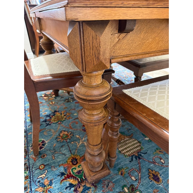 Chestnut Antique Oak Draw Leaf Table For Sale - Image 8 of 14