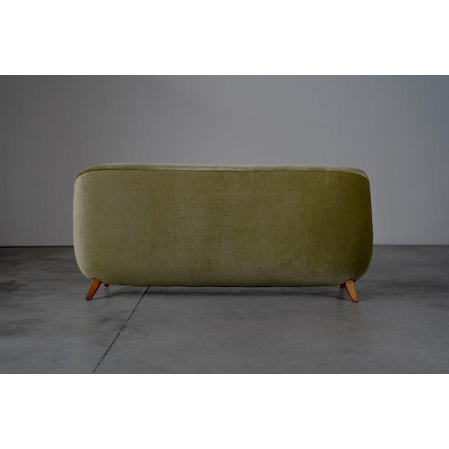 Textile Vintage Danish Sofa in Green Velvet, 1950s For Sale - Image 7 of 9