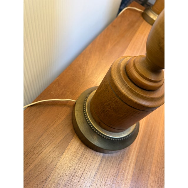 Mid 20th Century Walnut Wood Table Lamps, a Pair For Sale - Image 9 of 12