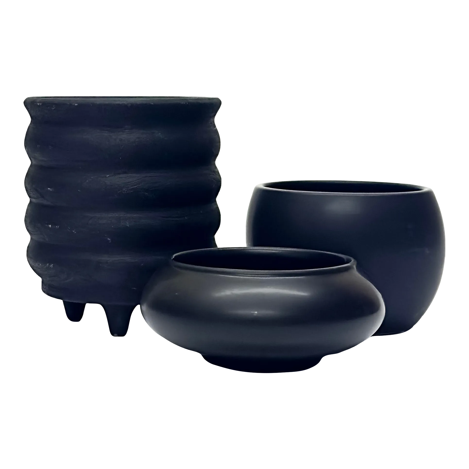 Matte Black Ceramic Planter Curation - Group of 3 | Chairish
