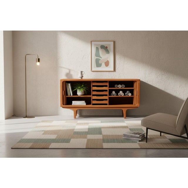 Mid-Century Modern Danish Sideboard in Teak with Louvered Doors from Dyrlund, 1960s For Sale - Image 3 of 15