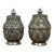 Pair of Vintage Moroccan Terra Cotta and Metal Lidded Urns For Sale