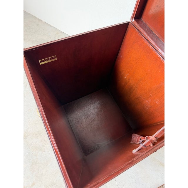 Baker Milling Road Campaign-Style Rattan & Leather Trunk Side Tables — A Pair For Sale - Image 10 of 12