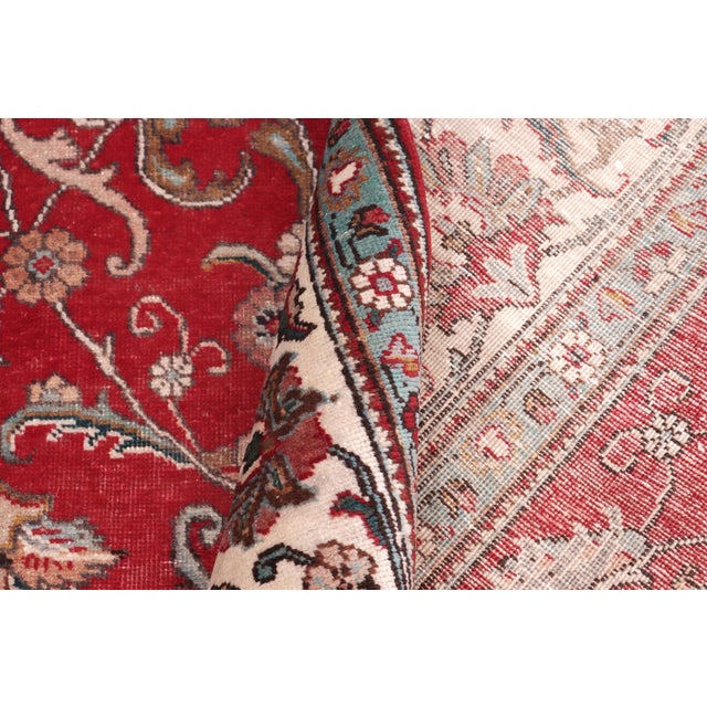 Red Retro Persian Tabriz Red/Beige Wool Rug - 8'1'' X 11'3'' For Sale - Image 8 of 10
